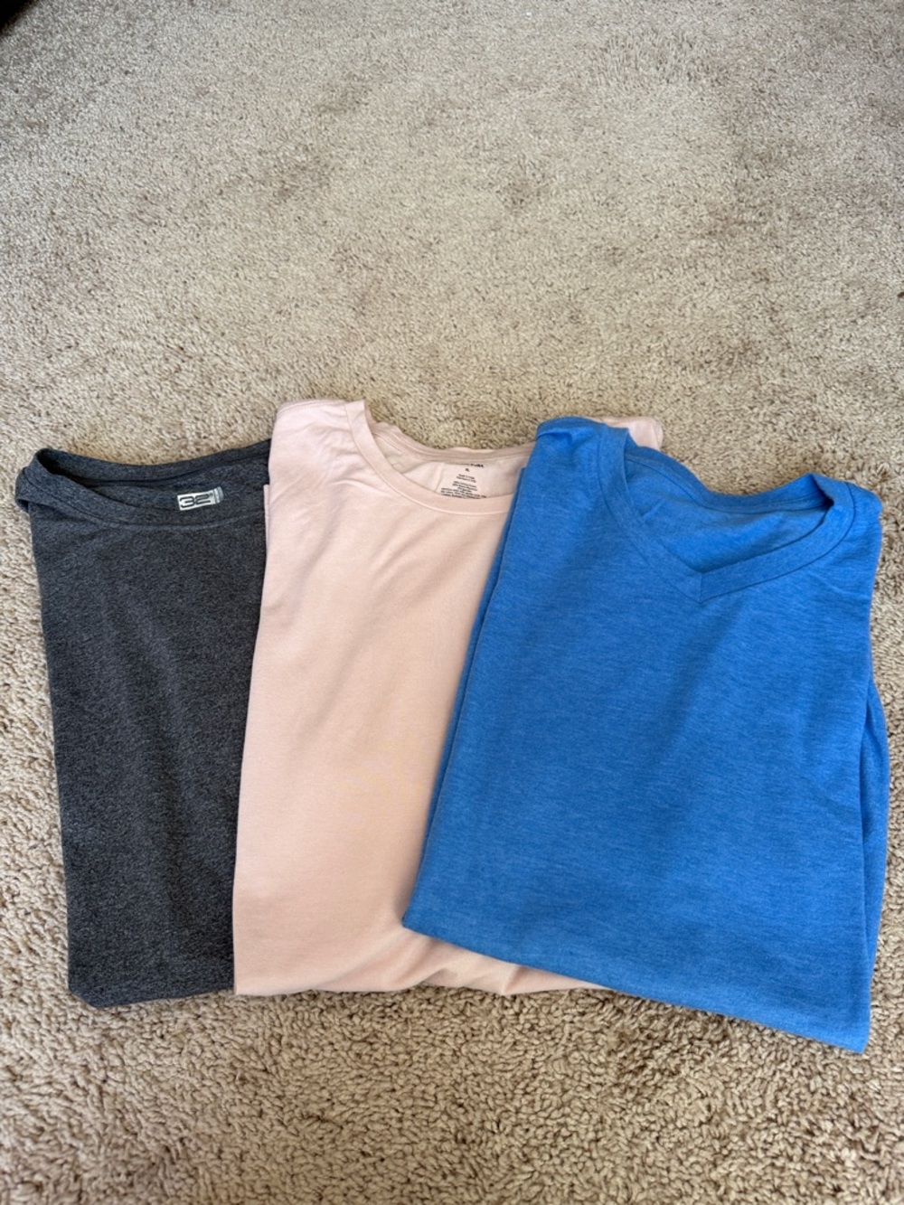Men's Short Sleeve Tee Trio - Blue, Light Pink & Charcoal